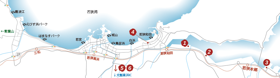高浜町の近隣施設の地図